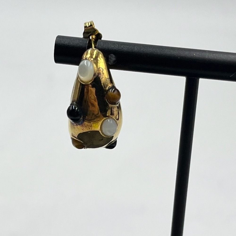 MISSOMA Savi Dome Medium Onyx MOP Tiger's Eye Gemstone Hoop Earring *Single - Picture 4 of 10